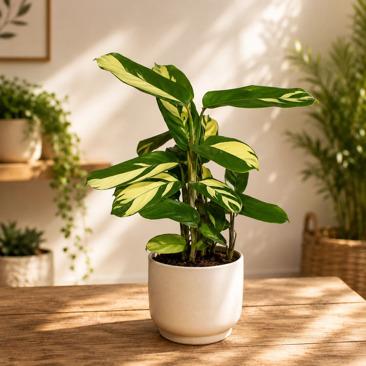 Ctenanthe lubbersiana ‘Golden Mosaic’ – frunzis decorativ de impact, usor de intretinut