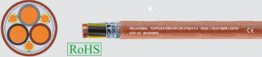 Przewód PVC do falowników TOPFLEX®-EMV-3-PLUS-2YSLCY-J 3×240+3G42,5 mm2 przezroczysty, żyły kolorowe wg DIN VDE 0293-308 22382