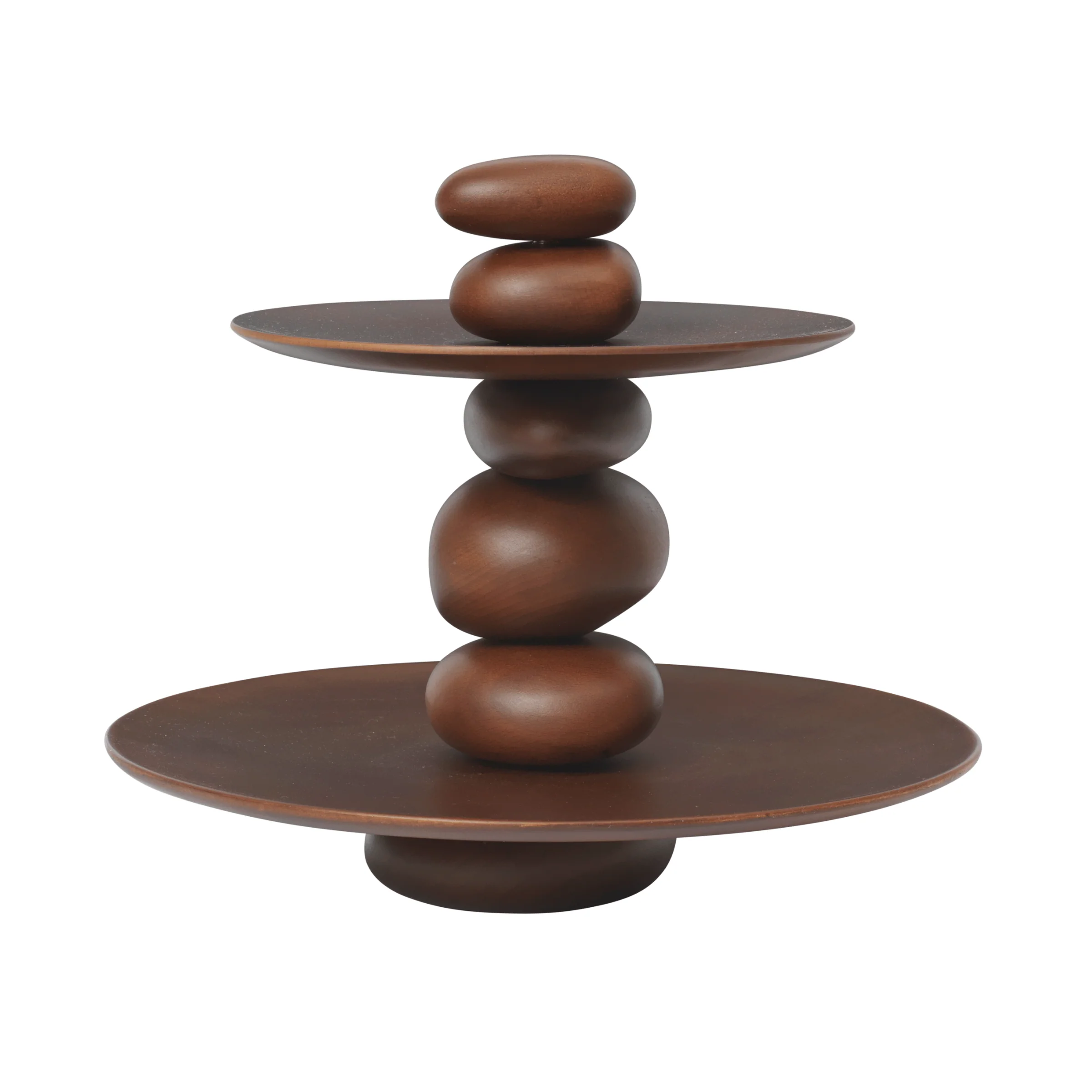 Patera PEBBLE DESSERT STAND ciemnobrązowe drewno bukowe