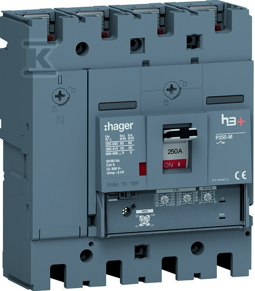 Wyłącznik mocy h3+ P250 4P 250A 50kA LSnI HMT251GR