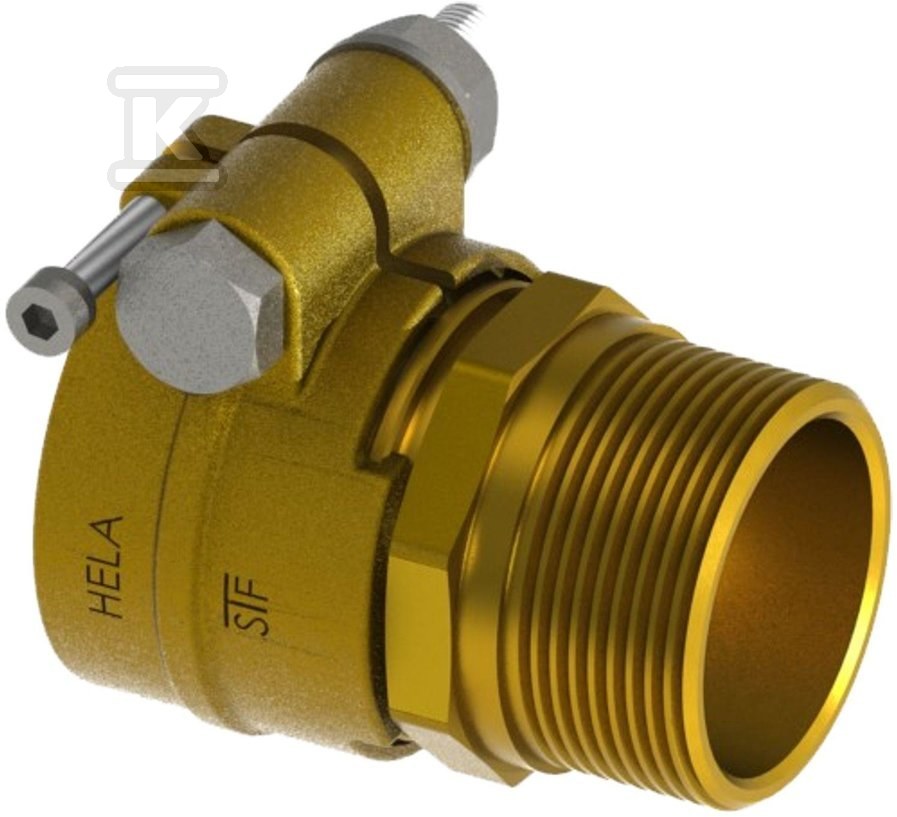 Złączka mosiężna przejściowa HELA-H 40×5.5mm-GZ 5/4″ PN10, do rur preizolowanych Pex/PE, oznaczenie: H 40 32-10 61004011400T