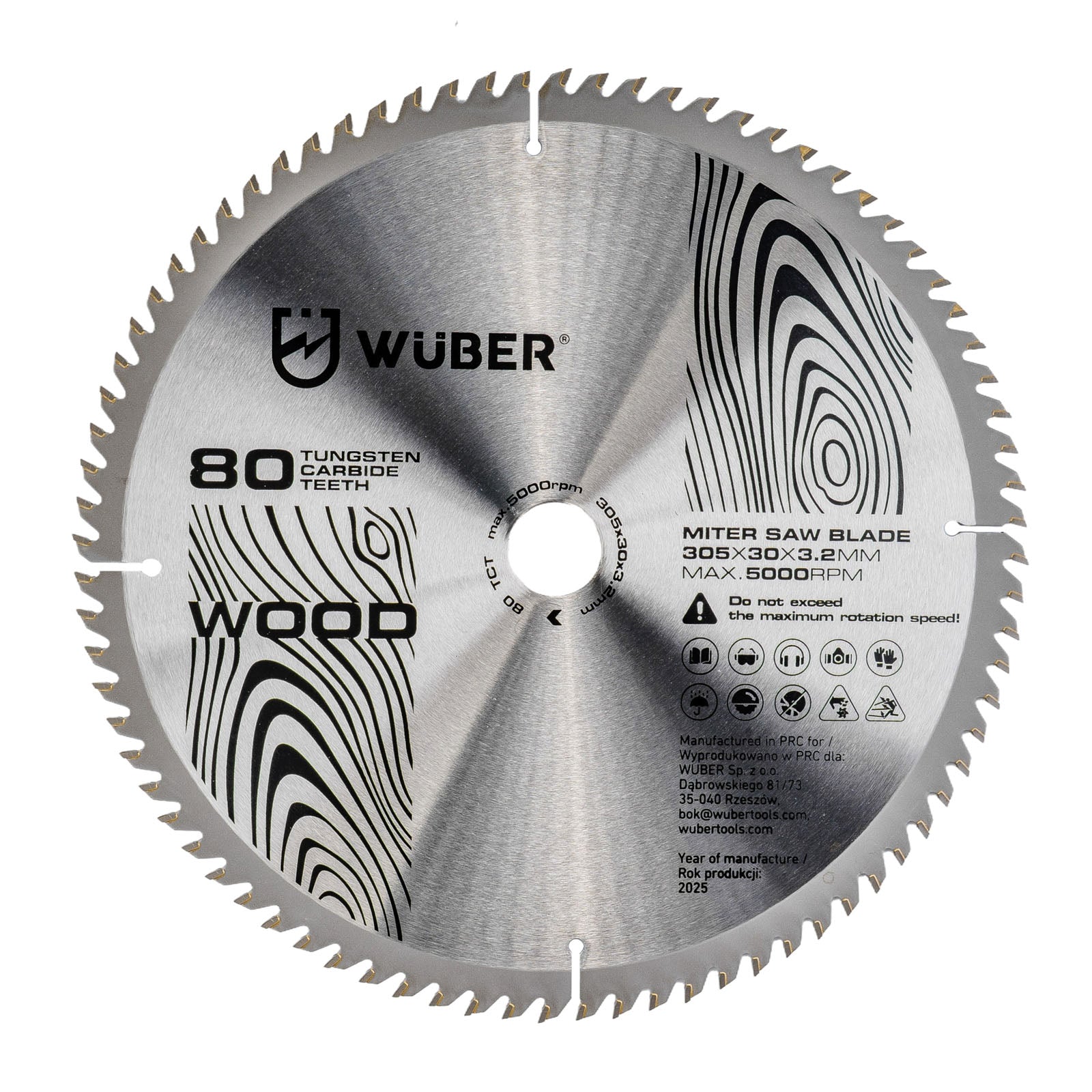 Tarcza widiowa do drewna 305x30 mm 80T WUBER
