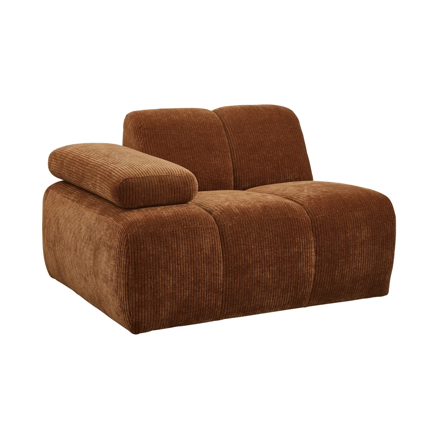 Sofa modułowa MOJO – element lewostronny rdzawy brązowy sztruks