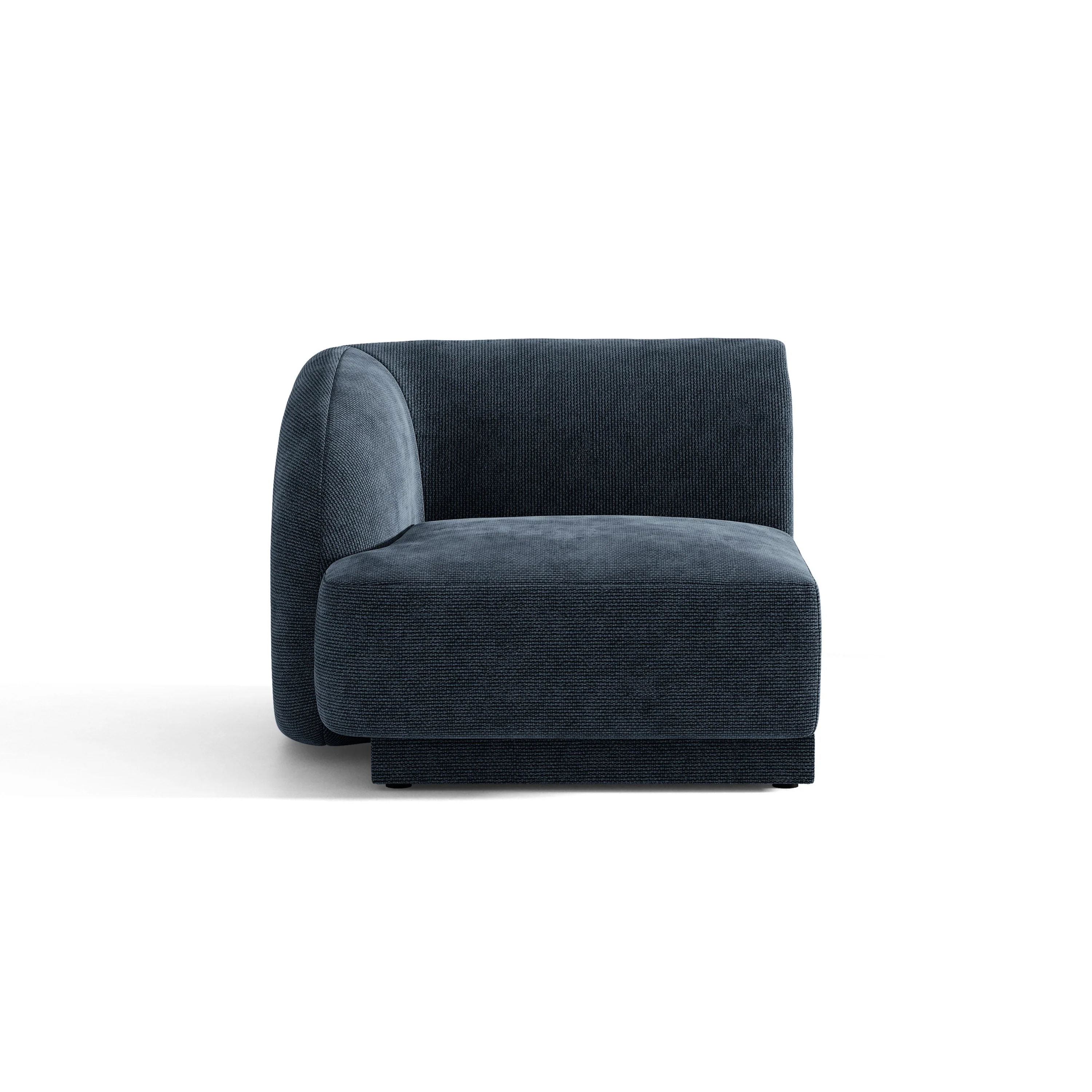 Sofa modułowa MILEY – moduł lewostronny granat królewski szenil jedwabisty