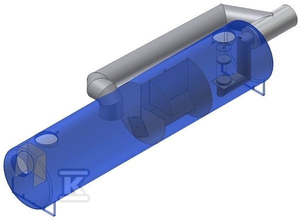 Separator koalescencyjny stalowy AQUAFIX SKG2BP 70 z osadnikiem i 10-krotnym by-passem, przepust. nom. 70 l/s, maks. 700 l/s, poj. os. 8460 l, króćce stal 184070