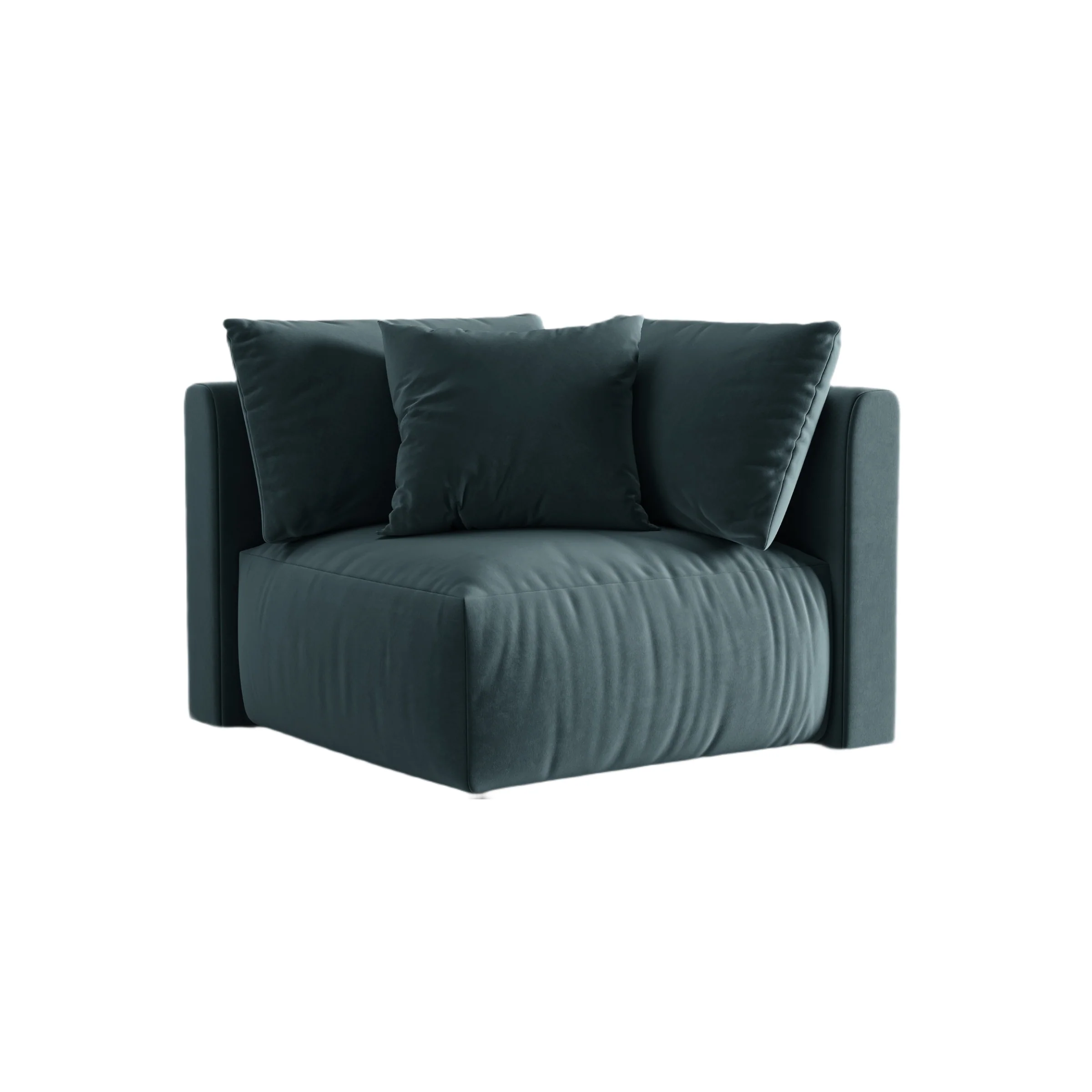 Sofa modułowa aksamitna CHRIS – element narożny jasnoniebieski
