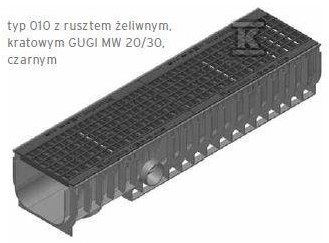 Korytko RECYFIX STANDARD 200, typ 010, z rusztem żeliwnym, krat. GUGI MW 15/25, kl. C 250 40665