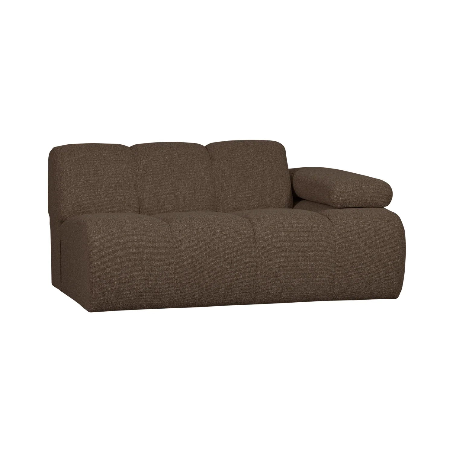 Sofa modułowa MOJO – element 1,5-osobowy prawostronny ciemnobrązowy bouclé