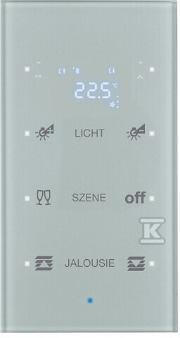 Sensor dotykowy 3-krotny z regulacją temperatury, konfigurowalny, szkło, alu, KNX TS 75643134