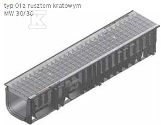 Korytko RECYFIX STANDARD 150, typ 01, z rusztem kratowym MW 30/30, ocynkowany, kl. B 125 40171