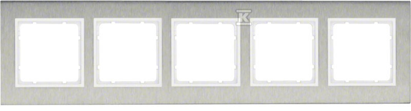 Ramka 5-krotna pozioma, stal szlachetna/biały mat, B.7 10253609