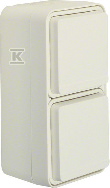 Gniazdo SCHUKO 2P+Z 2-krotne pionowe, kompletne, IP55, biały, W.1 47703522