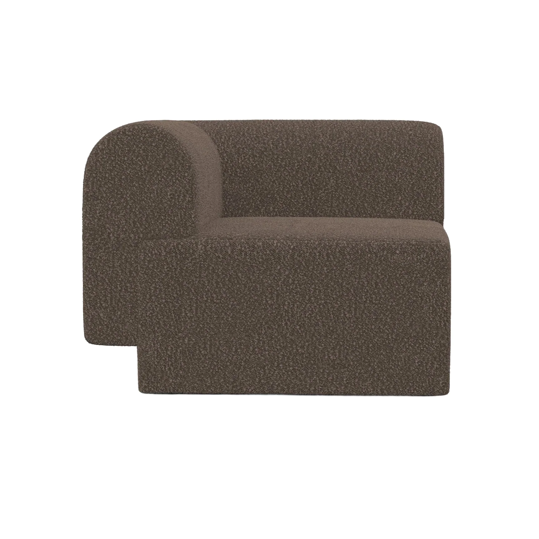 Sofa modułowa TORI – moduł narożny brązowy boucle