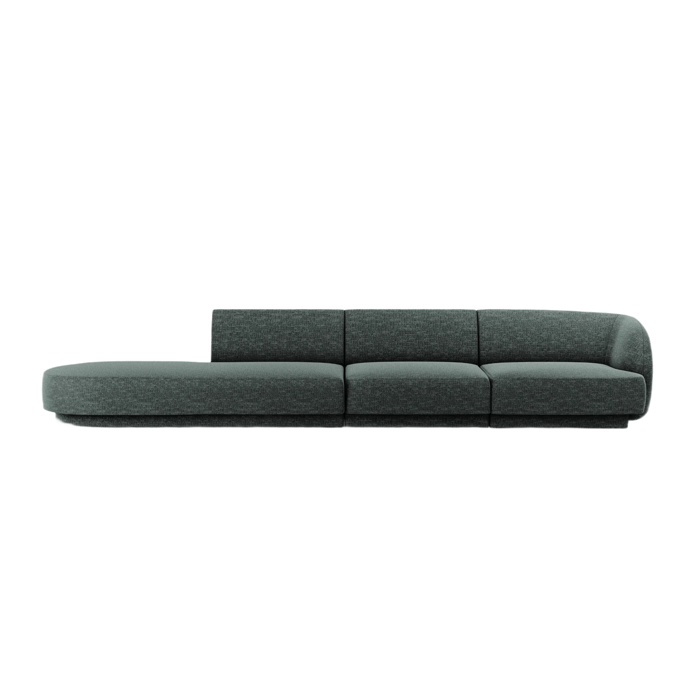 Sofa lewostronna 4-osobowa otwarta MILEY petrol szenil jedwabisty