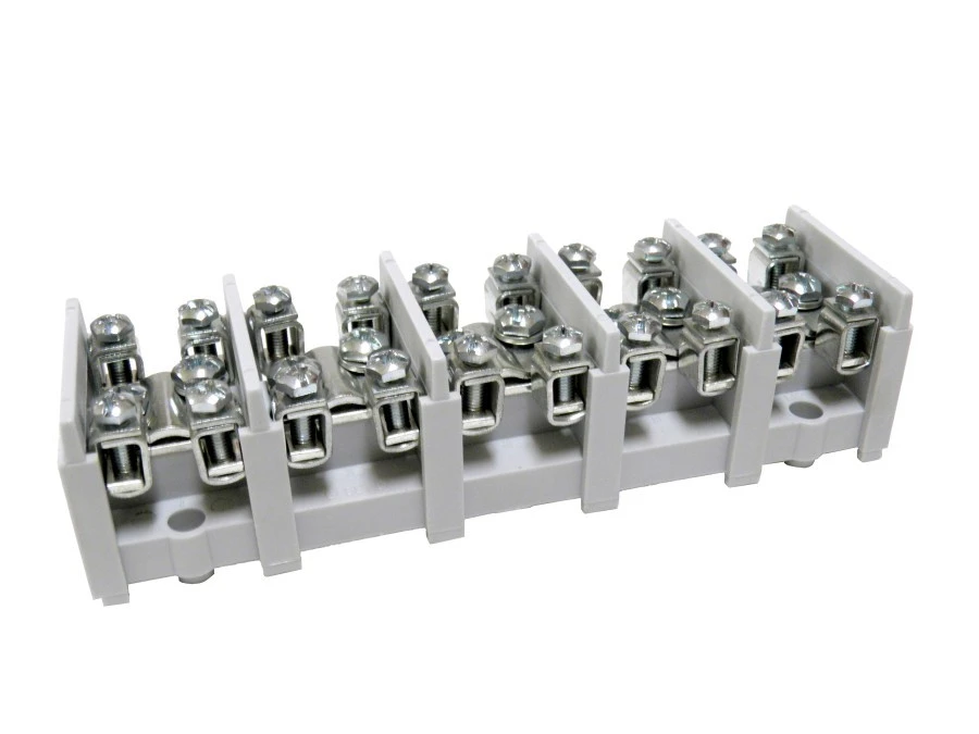 Odgałęźnik instalacyjny 5‑torowy (1x35mm² 4x16mm²) LZ5*35/16wyk.11 (bez pokrywy) mocowanie do podłoża, szary 84025002