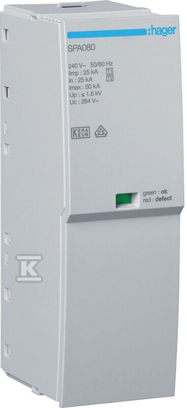 Moduł T1 1P sieć TN-S/TN-C/TT(L-N) Iimp=25kA Up1,5kV In=25kA do SPA180 SPA080