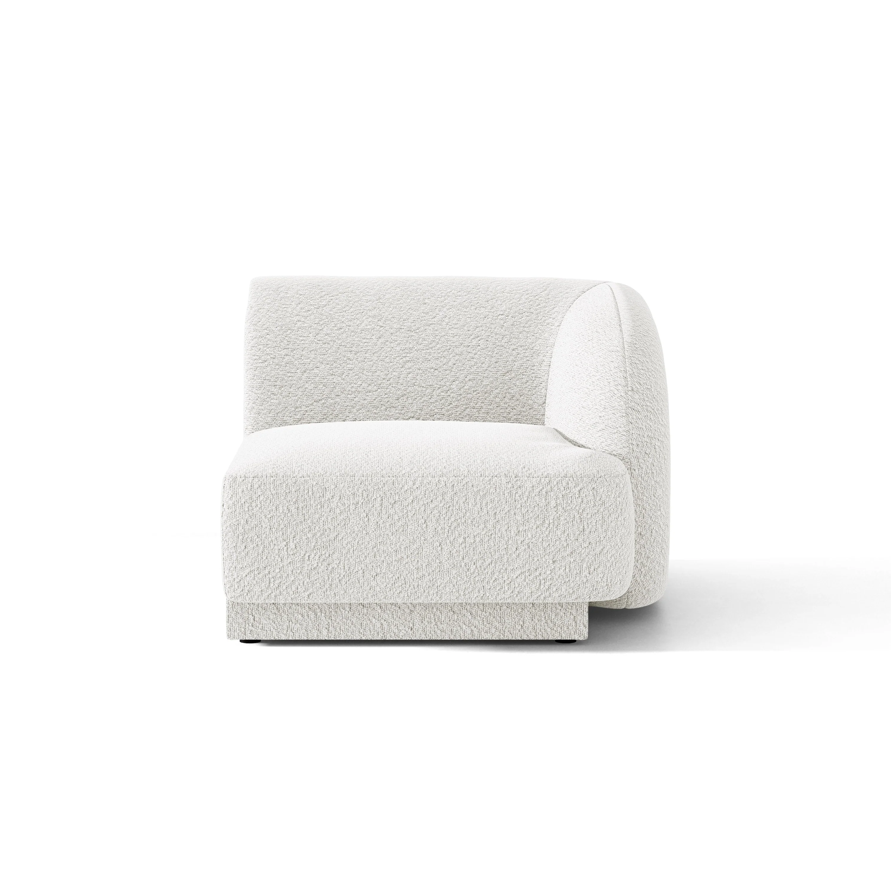 Sofa modułowa MILEY – moduł prawostronny biały boucle