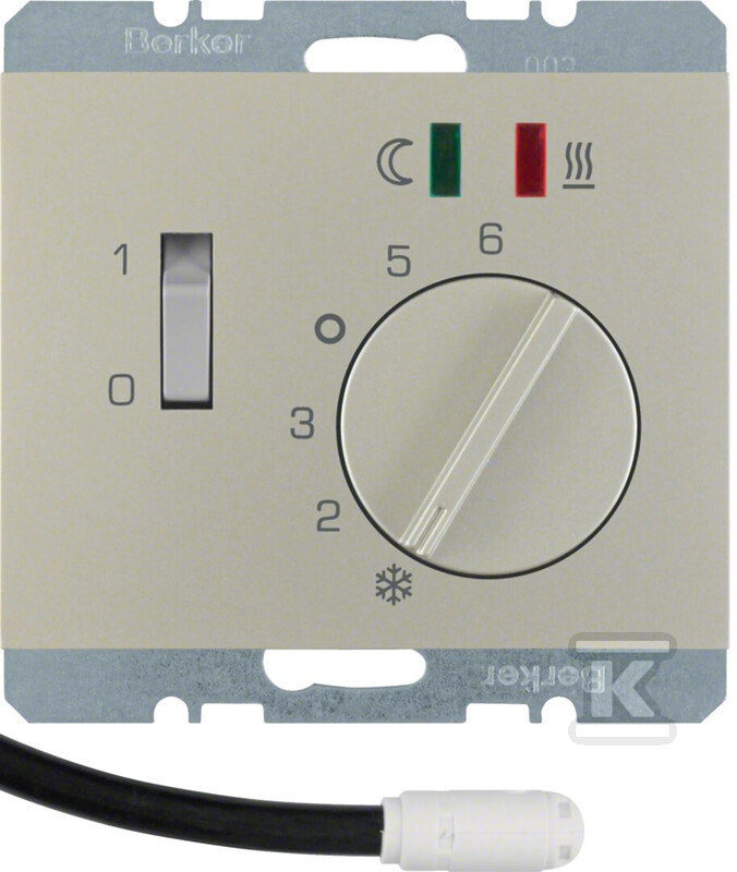 Regulator temperatury podłogowy ze stykiem zwiernym, elementem centralnym, LED, stal szlachetna, lakierowany, K.5 20347104