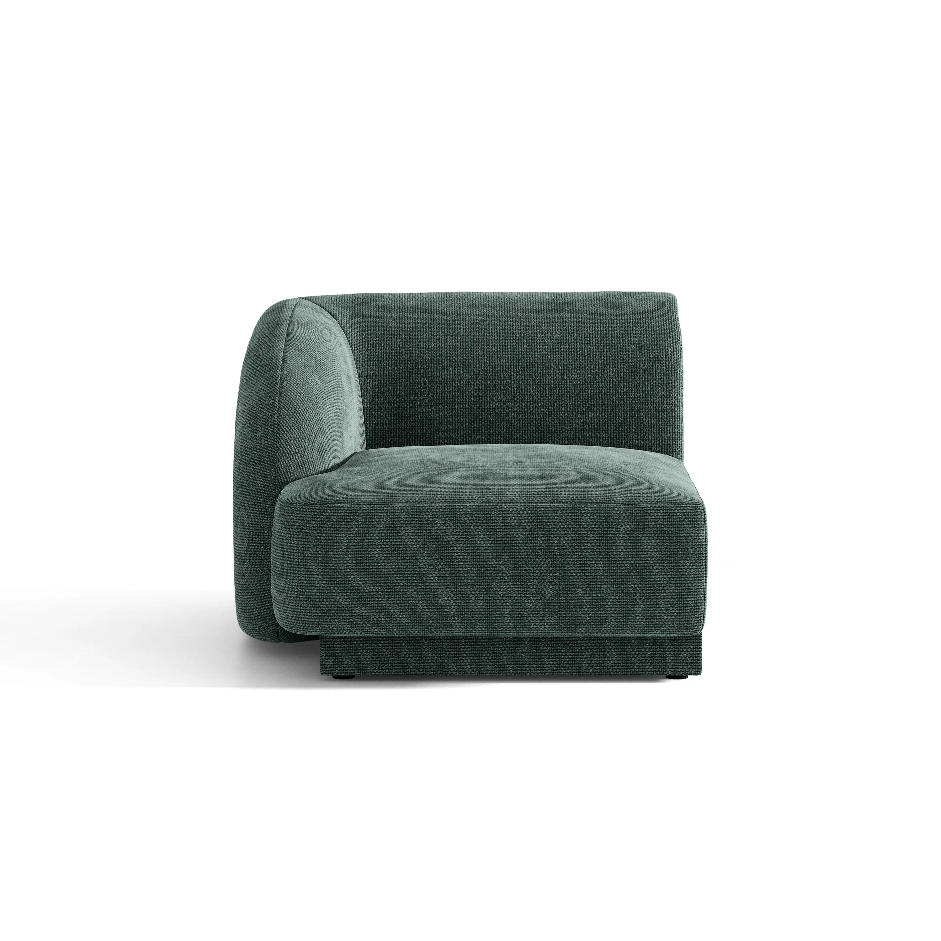 Sofa modułowa MILEY – moduł lewostronny niebieski petrol szenil jedwabisty