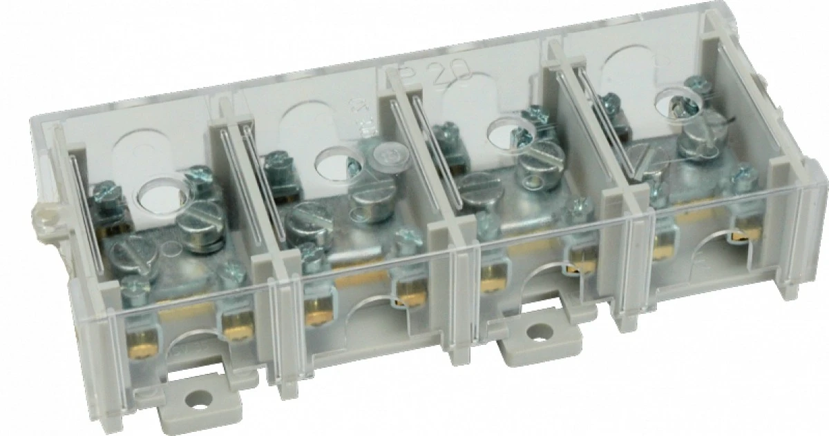 Odgałęźnik instalacyjny 4‑torowy (1x25mm²/4x6mm²) LZ4*25/6P mocowanie do podłoża i TS 35, z pokrywą, szary 84171002