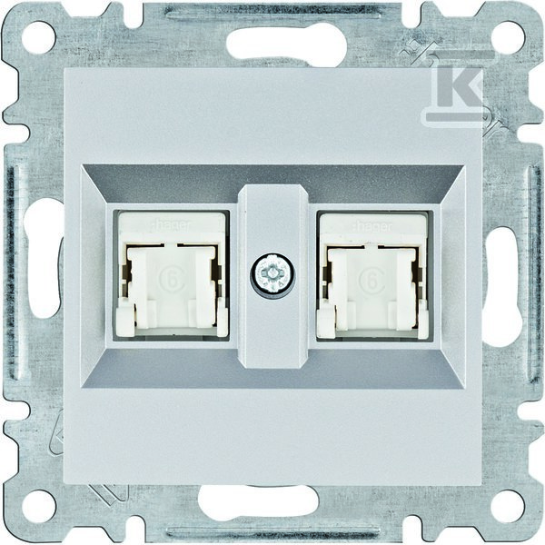 LUMINA Gniazdo komputerowe podwójne RJ45 kat.6 UTP, srebrny WL2162