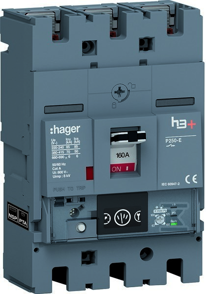 Wyłącznik mocy h3+ P250 3P 160A 70kA Energy HET160NR