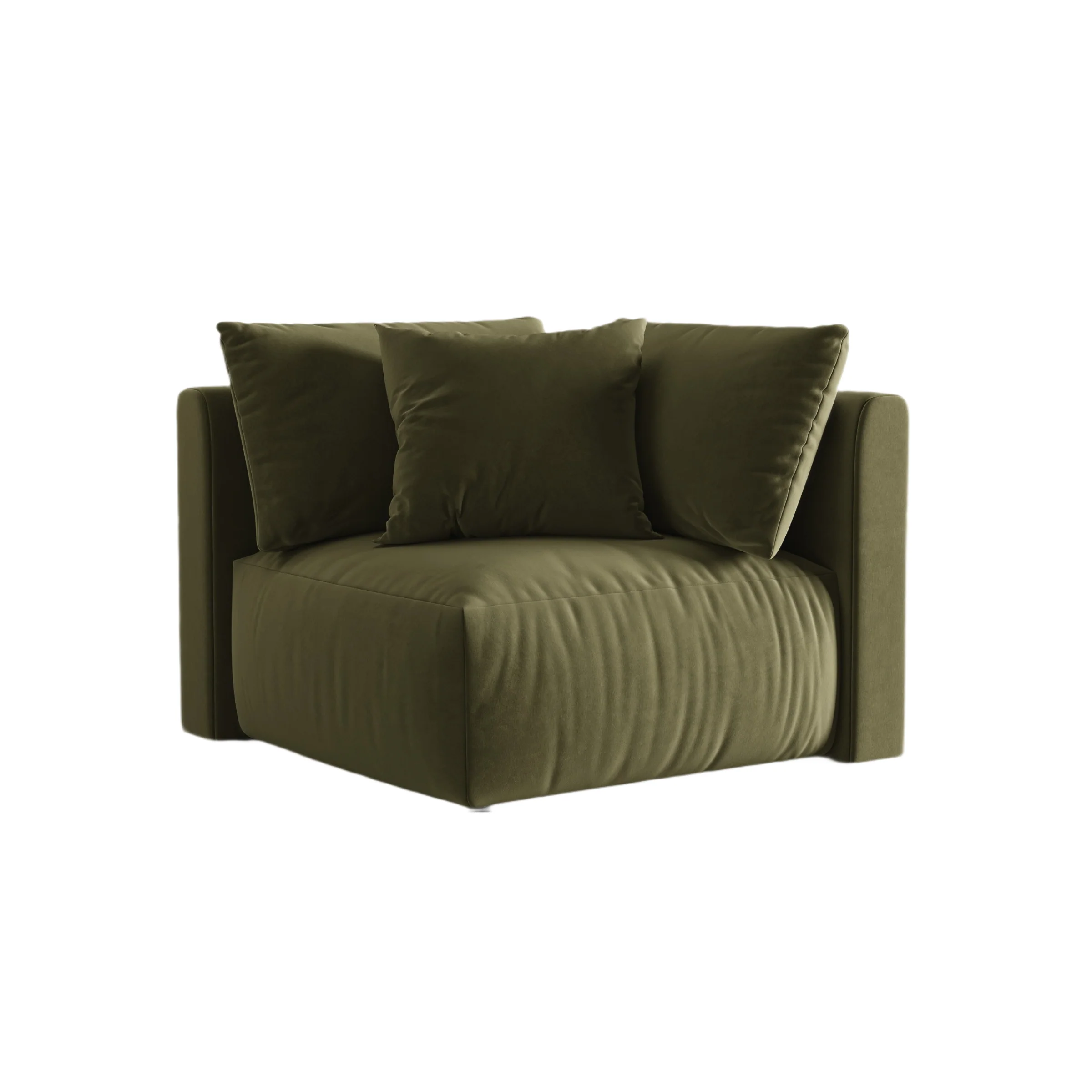 Sofa modułowa aksamitna CHRIS – element narożny jasnozielony