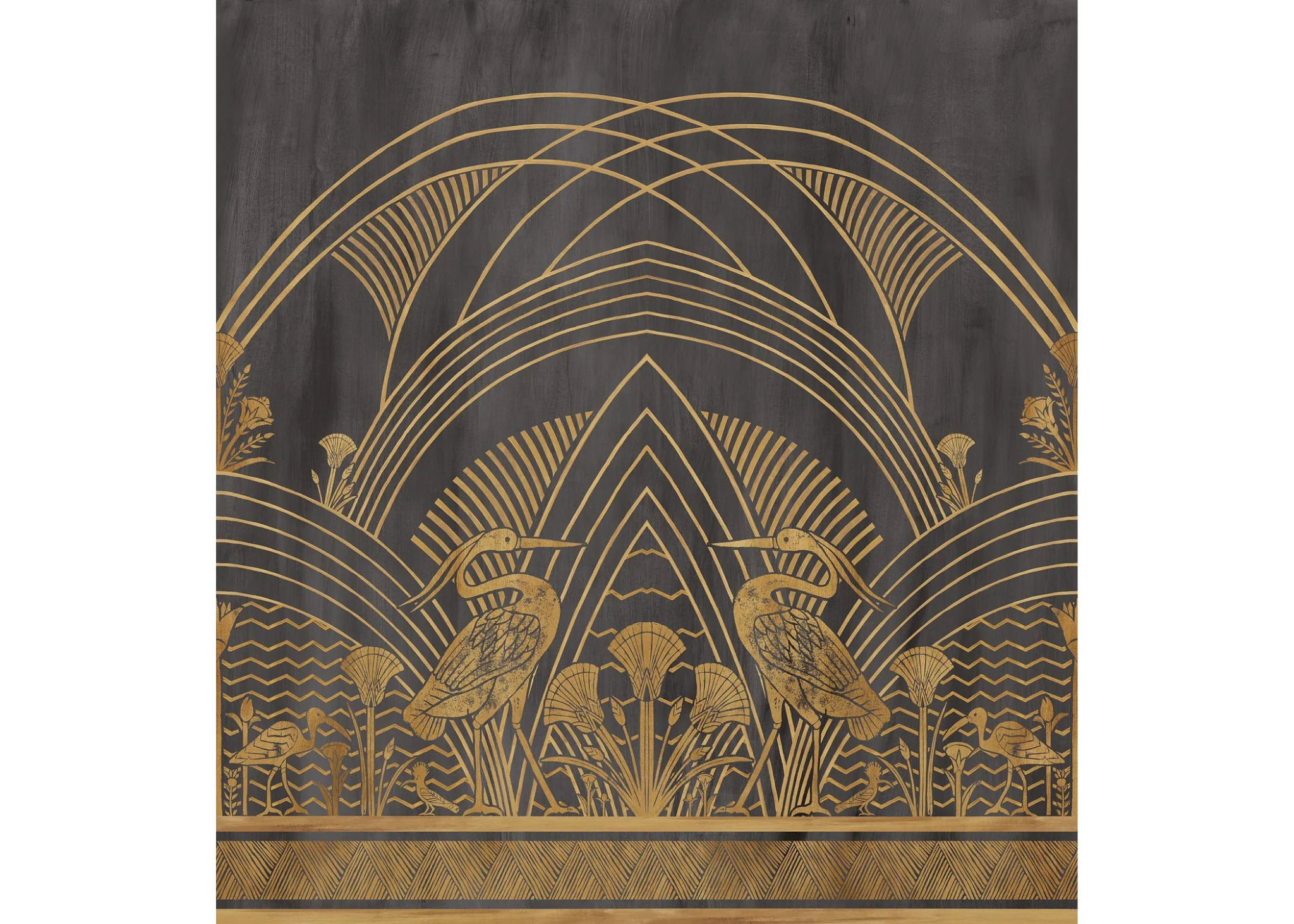 Mural w stylu art déco ELEPHANTINE czarny ze złotym