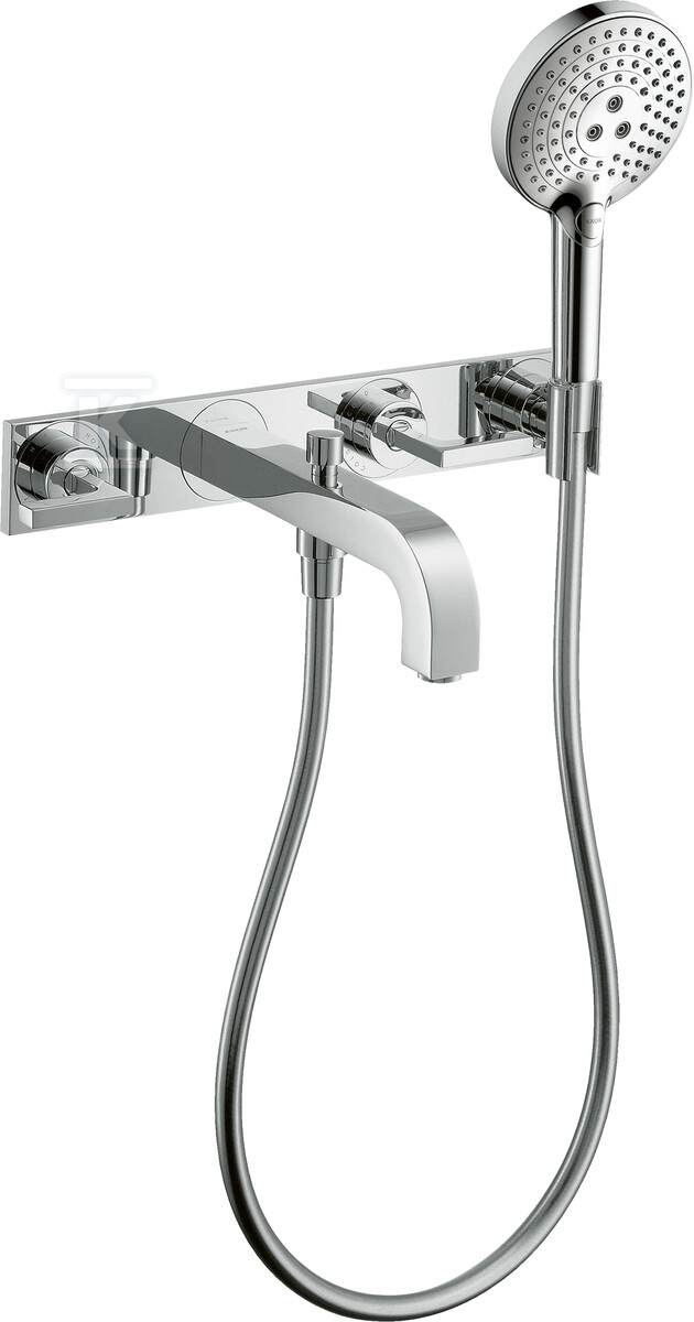 Bateria ścienna Hansgrohe Axor Citterio trzyotworowa do wanny, z uchwytami jednoramiennymi, montaż podtynkowy chrom 39442000