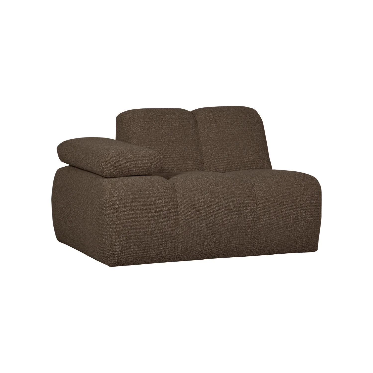 Sofa modułowa MOJO – element lewostronny ciemnobrązowy bouclé