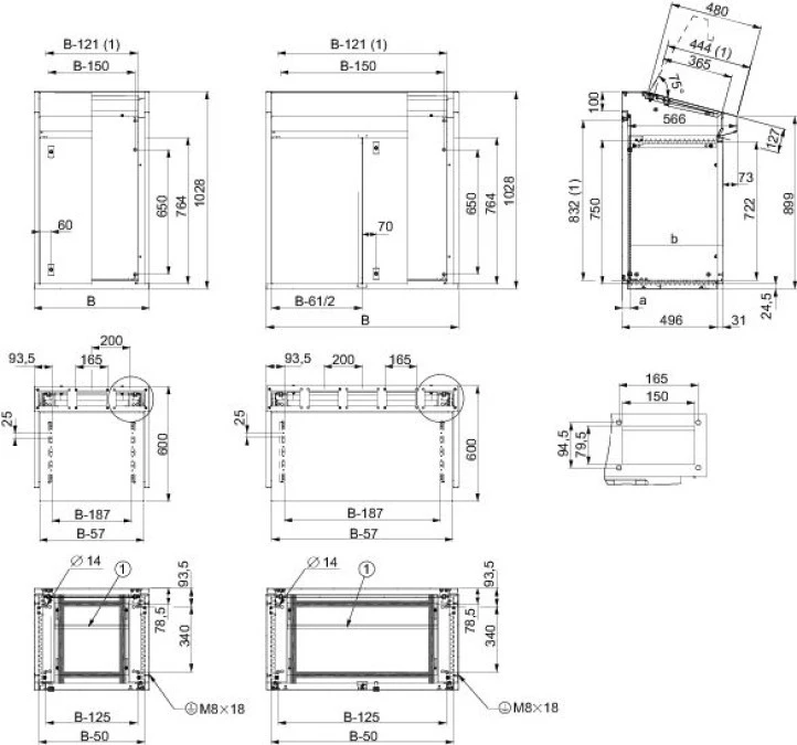 Obudowa pulpitowa 1000x1000x597mm bez płyty montażowej IP55 NSYSD10R