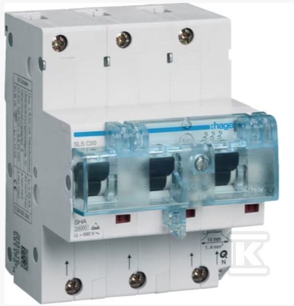 MCB SLS Wyłącznik nadprądowy selektywny 3P Cs 50A TS35 HTN350C
