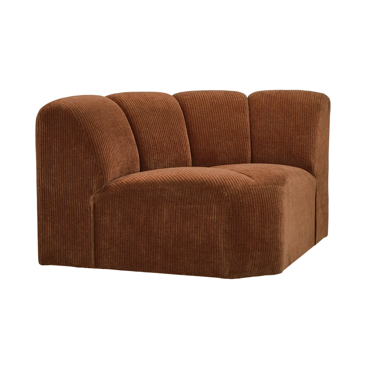 Sofa modułowa MOJO – element narożny rdzawy brązowy sztruks