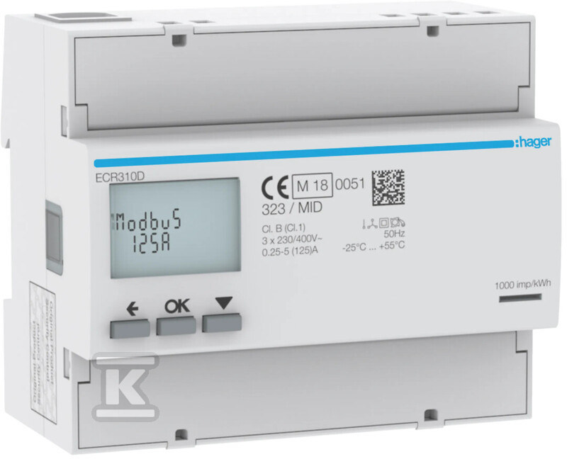 Licznik energii elektrycznej 3-fazowy, 125A 6M, Modbus, MID ECR310D