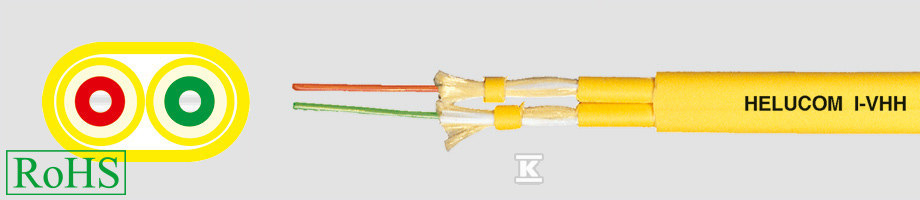 Kabel światłowodowy helucom I-V11Y11Y 2 G62,5/125 wewnętrzny, opona frnc, żółty 81900
