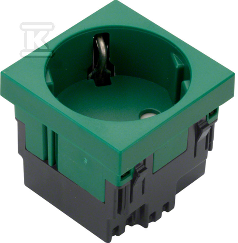 Gniazdo SCHUKO 33° 1-krotne 45×45 mm bezhalogenowe zielone, TEHALIT.GB-EG ESR1336029