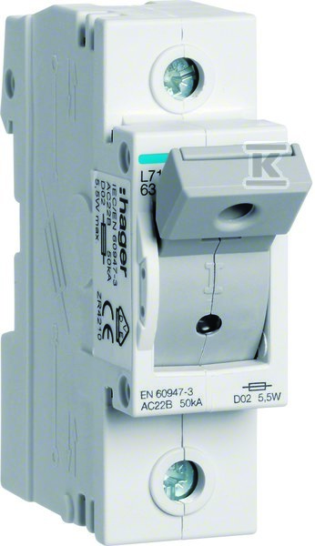 Modułowy rozłącznik bezpiecznikowy poziomy D02 1P 63A 400VAC 110/220VDC L71M