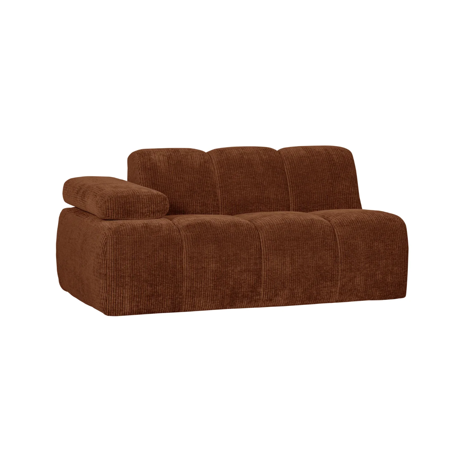 Sofa modułowa MOJO – element 1,5-osobowy lewostronny rdzawy brązowy sztruks