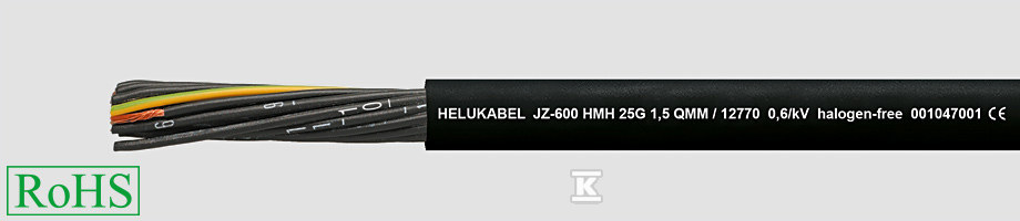 Przewód bezhalogenowy sterowniczo-zasilający JZ-600 HMH 10G0,5 mm2 żyły czarne numerowane wg DIN VDE 0293-334 12731