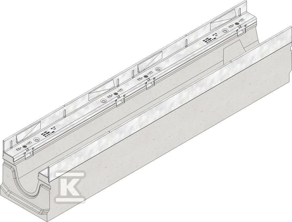Korytko FASERFIX SUPER 100 typ 01L, z otworem DN 110, bez spadku, ramy ocynkowane 26045