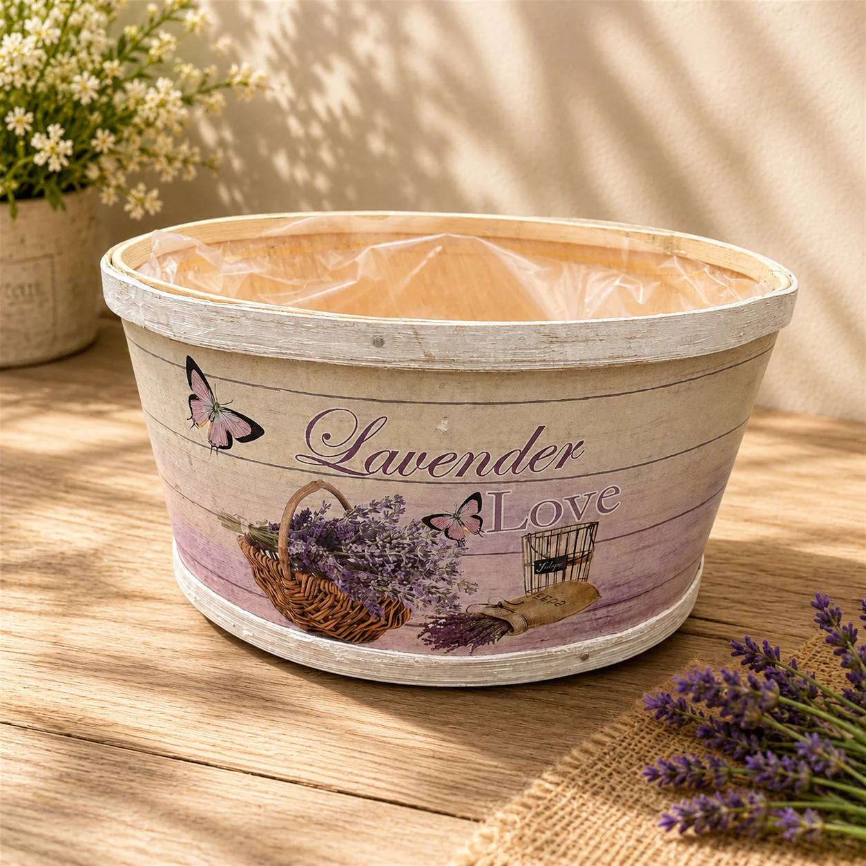 Cos decorativ din lemn „Lavender Love”