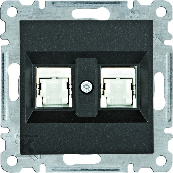 LUMINA Gniazdo komputerowe podwójne RJ45 kat.6 FTP, czarny WL2183