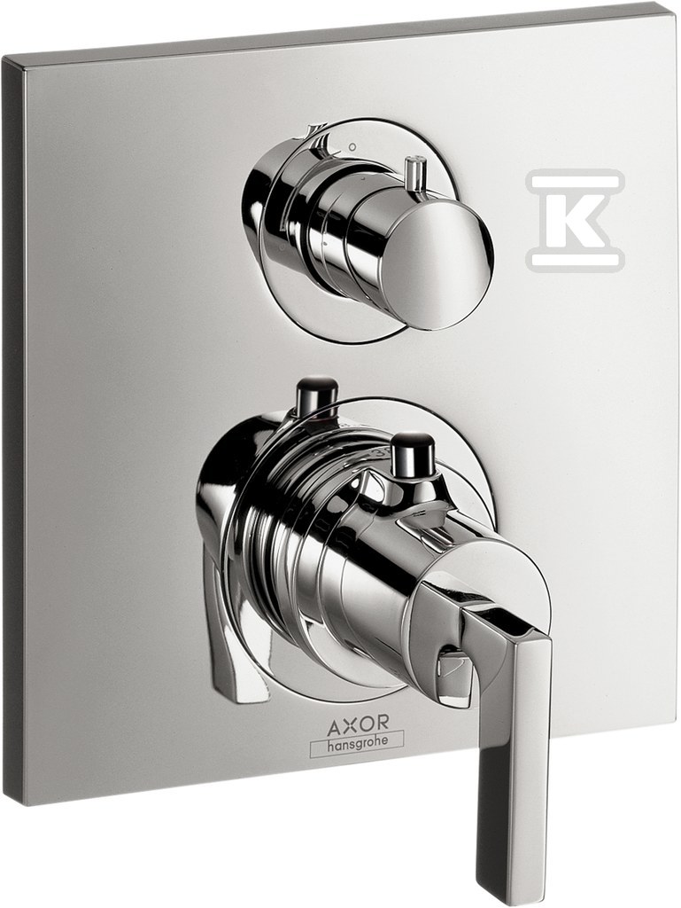 Bateria termostatowa Hansgrohe Axor Citterio podtynkowa z zaworem odcinającym, element zewnętrzny, pokrętło jednoramienne chrom 39700000