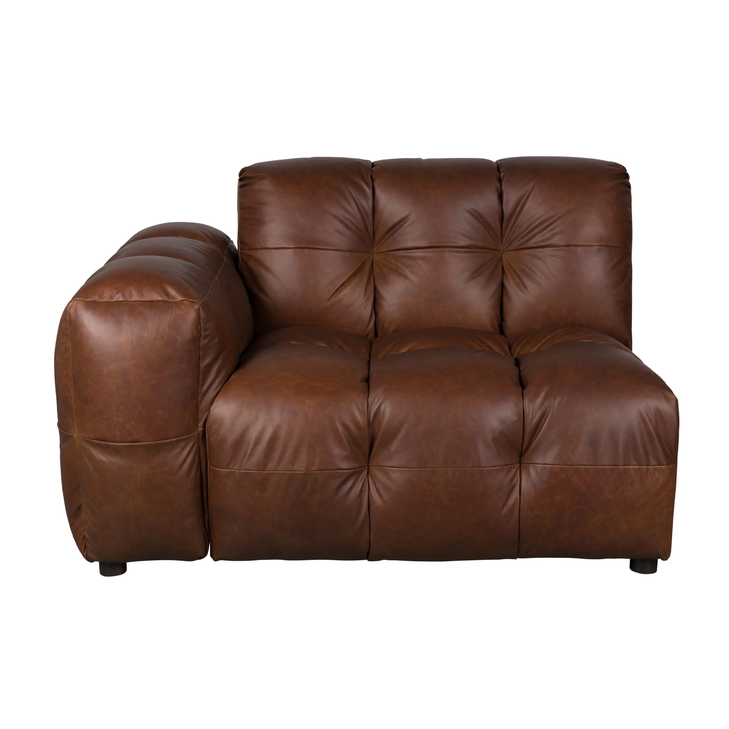 Sofa modułowa HACKMAN – element końcowy lewostronny czekoladowa skóra