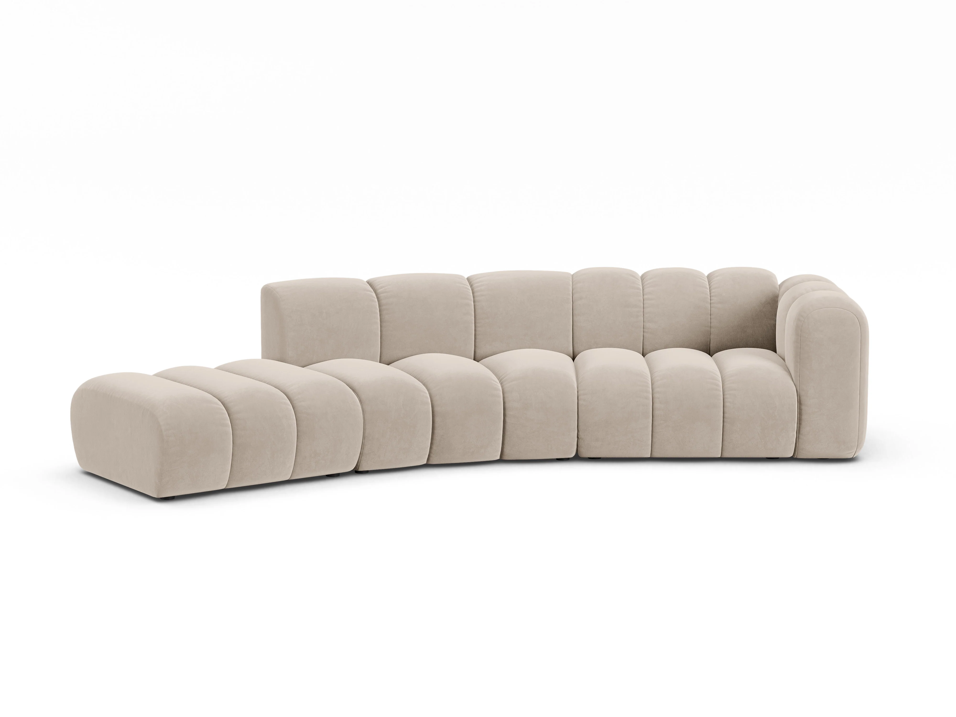 Sofa aksamitna 5-osobowa lewostronna LUPINE beżowy