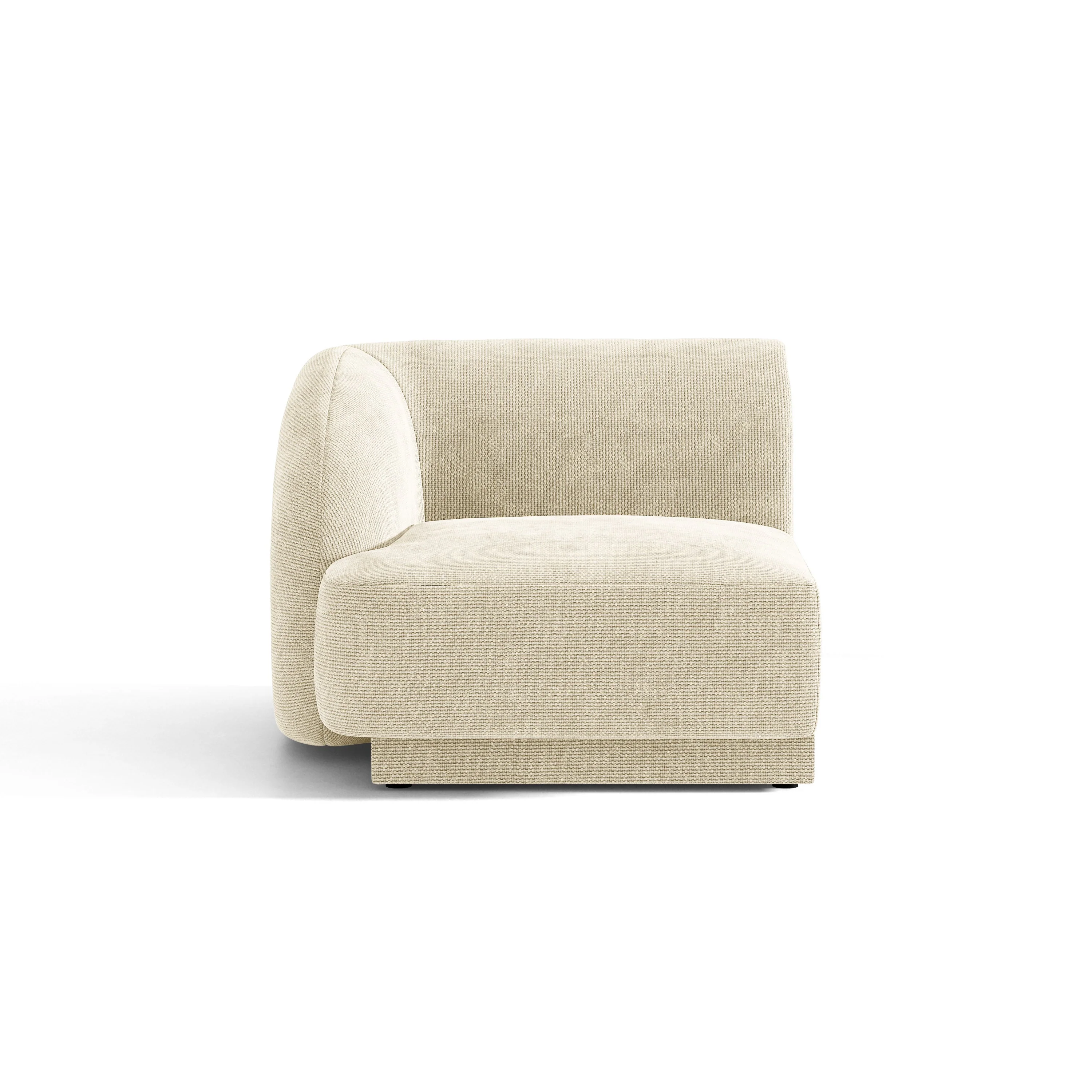 Sofa modułowa MILEY – moduł lewostronny jasnobeżowy szenil jedwabisty