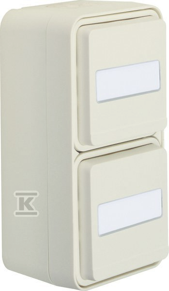 Gniazdo SCHUKO 2P+Z 2-krotne pionowe z polem opisowym, kompletne, IP55, biały, W.1 47703532