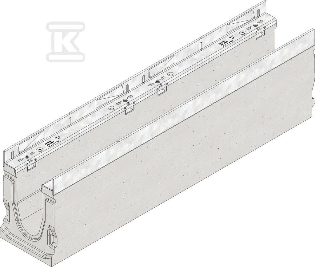 Korytko FASERFIX SUPER 100 typ 020L, z otworem DN 110, bez spadku, ramy ocynkowane 26047