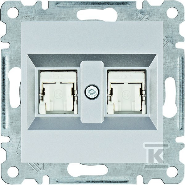 LUMINA Gniazdo komputerowe podwójne RJ45 kat.5e FTP, srebrny WL2142