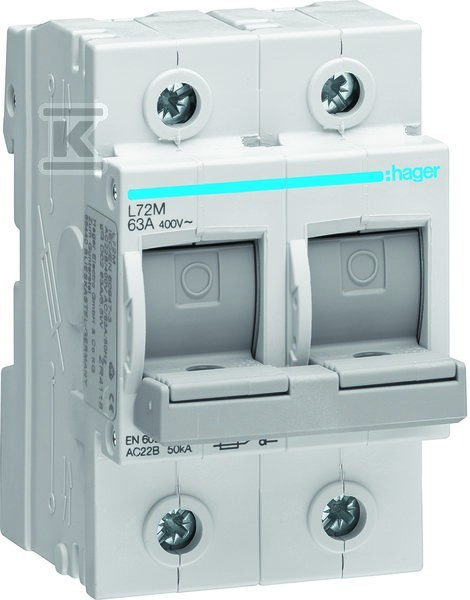 Modułowy rozłącznik bezpiecznikowy poziomy D02 2P 63A 400VAC 110/220VDC L72M